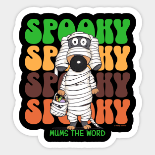 Funny Cute Spooky Mummy Halloween Doxie Dachshund Dog Sticker
